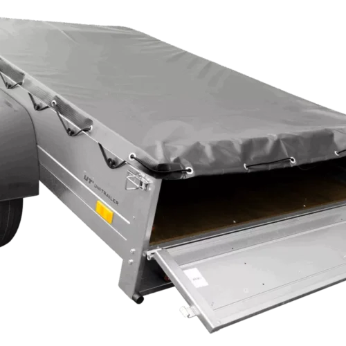 Anhänger für Pkws Garden Trailer 201 KIPP 200×125 cm 750 kg [mit Flachplane, Stützrad und Flachplaneträger]