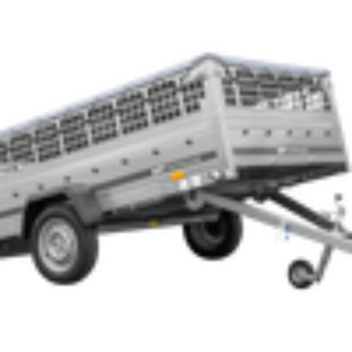 Anhänger 264×150 UNITRAILER GARDEN 265 KIPP mit Gitterwänden, H-0-Rahmen und grauer Plane