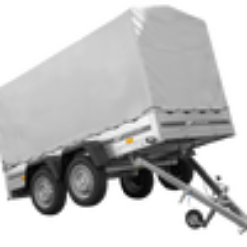 Der Anhänger Garden Trailer 264/2 KIPP MIT STÜTZRAD, H-1100-HOCHSPRIEGEL UND GRAUER PLANE