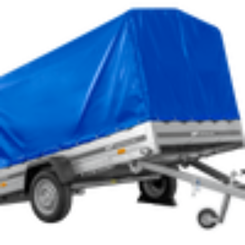 Einachsanhänger 264×150 UNITRAILER GARDEN 265 KIPP mit H-1100 Rahmen und blauer Plane