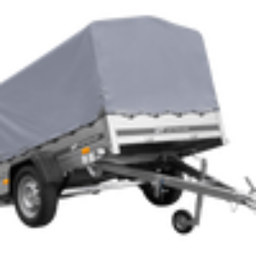 Einachsanhänger auf Blattfedern 200×125 UNITRAILER GARDEN 201/R KIPP mit H-800-Rahmen und grauer Plane