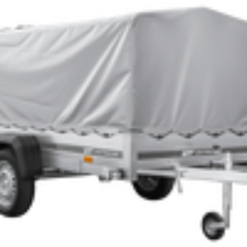 Einachsanhänger mit Blattfedern 264×125 UNITRAILER GARDEN 264/R KIPP mit H-800-Rahmen und grauer Plane