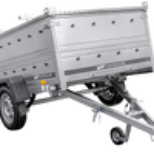 Einachsiger Anhänger auf Blattfedern 230×125 UNITRAILER GARDEN 230/R KIPP mit BIS-Seitenwänden und Aluminiumabdeckung