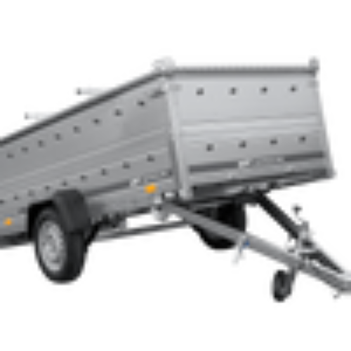 Einachsiger Anhänger auf Blattfedern 264×125 UNITRAILER GARDEN 264/R KIPP mit BIS-Seitenwänden und Aluminiumabdeckung