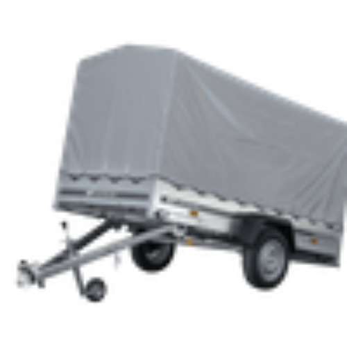 GARDEN TRAILER 264 KIPP MIT STÜTZRAD, H1100-HOCHSPRIEGEL UND GRAUER PLANE