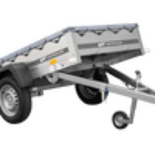 Gartenanhänger 200 Kipp mit Stützrad, H-0-Rahmen und grauer Plane