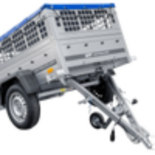 Kompakter Anhänger Garden Trailer 150 KIPP 150×106 cm 750 kg mit Laubgitteraufsatz