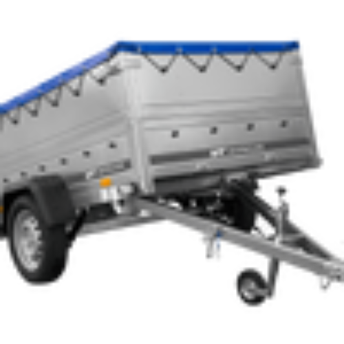 Leichtanhänger auf Blattfedern 200×125 UNITRAILER GARDEN 201/R KIPP mit BIS-Seiten, H-0-Rahmen und blauer Plane