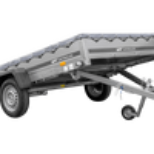 PKW Anhänger 264×150 UNITRAILER GARDEN 265 KIPP mit Flachplanenträger und grauer Plane