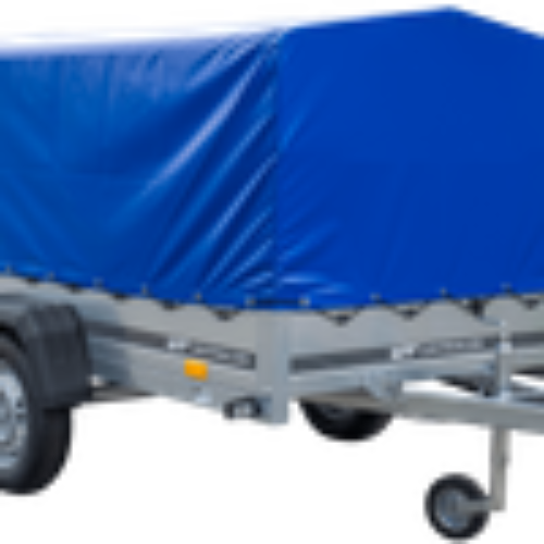 PKW-Anhänger GARDEN TRAILER 230 FD mit Stützrad, 80 cm hohem Spriegel und blauer Plane