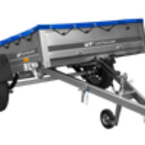 PKW Anhänger auf Blattfedern 200×125 UNITRAILER GARDEN 201/R KIPP mit H-0 Rahmen und blauer Plane