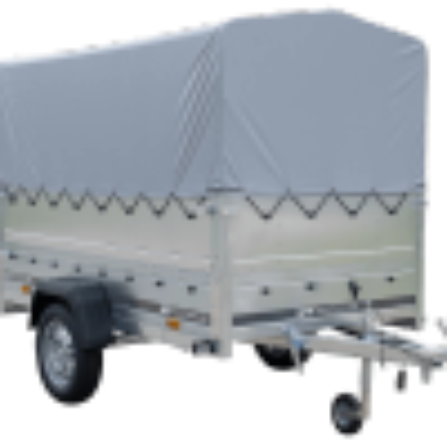 PKW-Anhänger auf Blattfedern 230×125 UNITRAILER GARDEN 230/R KIPP mit BIS-Seiten, H-800-Rahmen und grauer Plane