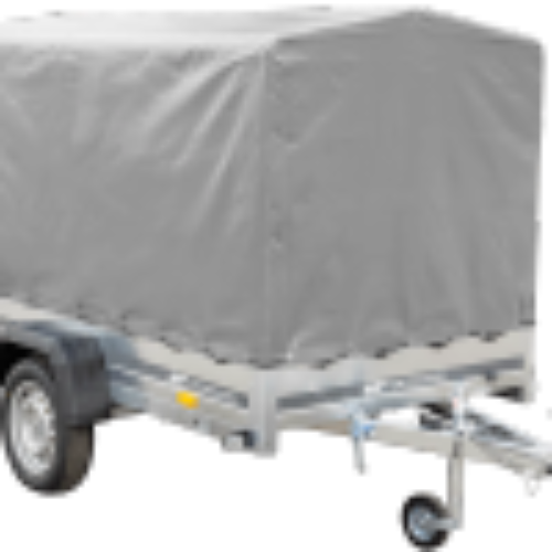 PKW-Anhänger auf Blattfedern 230×125 UNITRAILER GARDEN 230/R KIPP mit H-1100-Rahmen und grauer Plane