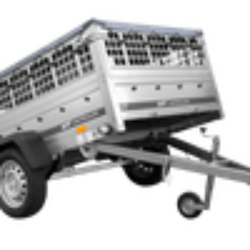 PKW-Anhänger auf Federn 200×125 UNITRAILER GARDEN 201/R KIPP mit Gitterwänden, H-0-Rahmen und grauer Plane