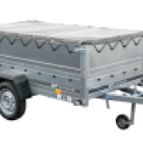 PKW-Anhänger auf Federn 230×125 UNITRAILER GARDEN 230/R KIPP mit BIS-Seiten, H-0-Rahmen und grauer Plane