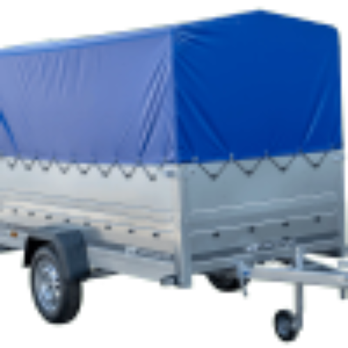 PKW-Anhänger auf Federn 264×125 UNITRAILER GARDEN 264/R KIPP mit BIS-Seiten, H-800-Rahmen und blauer Plane