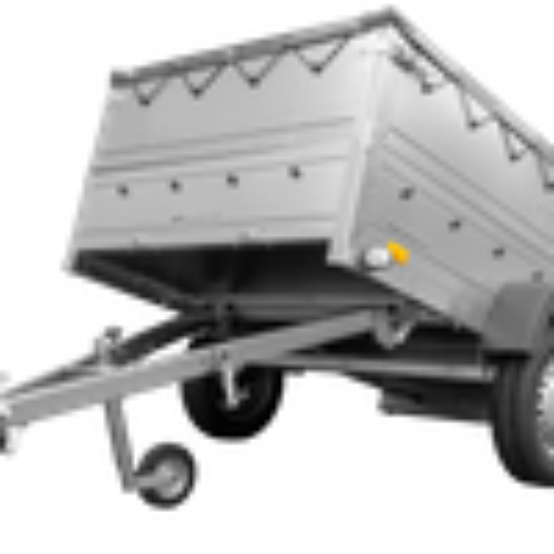 Pkw Anhänger kippbar 750 kg GARDEN TRAILER 201 KIPP mit zusätzlichen Bordwänden, Stützrad und grauer Flachplane