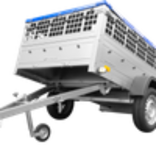 Pkw Planen Anhänger GARDEN TRAILER 201 KIPP mit Laubgitteraufsatz, Stützrad, blauer Flachplane und Planenträger