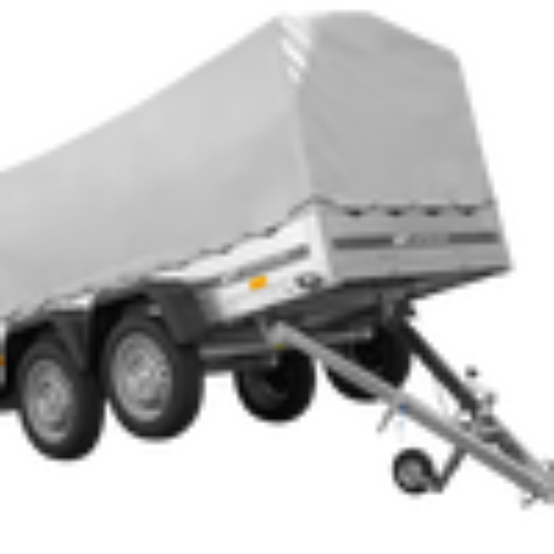 UNITRAILER GARDEN TRAILER ANHÄNGER 264/2 KIPP MIT STÜTZRAD, SPRIEGEL UND GRAUER PLANE