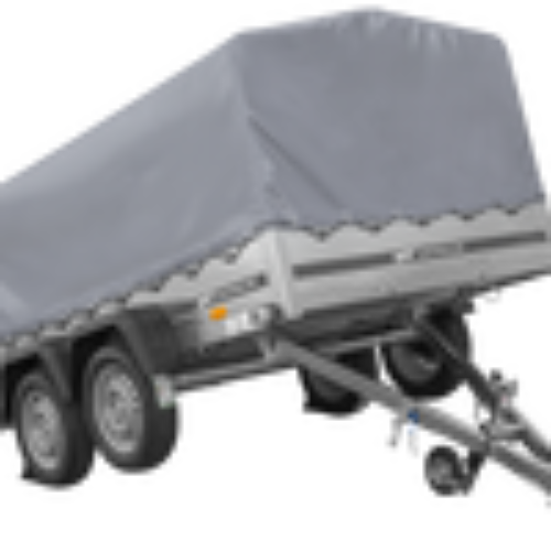 Zweiachsanhänger 264×150 UNITRAILER GARDEN 265/2 KIPP mit H-800 Rahmen und grauer Plane