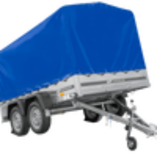Zweiachsanhänger 264×150 UNITRAILER GARDEN 265/2 KIPP mit Rahmen H-1100 und blauer Plane