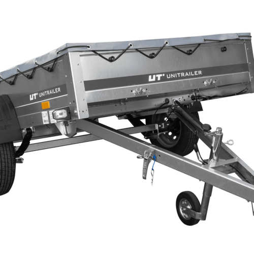 PKW-Anhänger auf Blattfedern 200×125 UNITRAILER GARDEN 201/R KIPP mit H-0 Rahmen und grauer Plane
