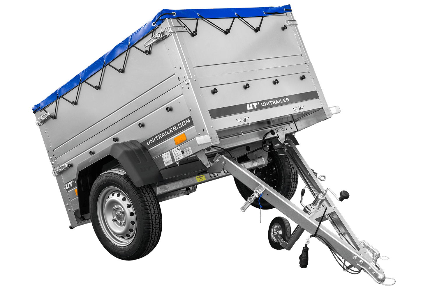 Pkw Anhänger Neu GARDEN TRAILER 150 KIPP mit zusätzlichen Bordwänden, Stützrad und blauer Flachplane