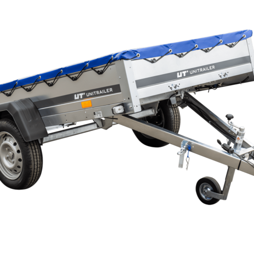 Pkw-Kippanhänger Garden Trailer 230 KIPP [230 cm x 125 cm] mit Flachplane, Stützrad und Planenträger