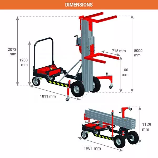 Hebearm – Umgekehrte Gabeln 715x560 mm – Max. Tragfähigkeit 200 kg – Bild 2